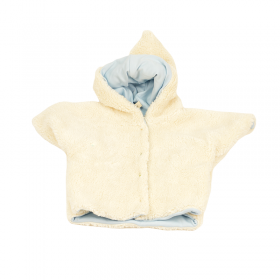 poncho coton bio écru bleu ciel