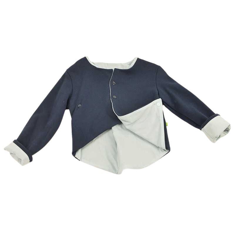 gilet original évolutif enfant bleu coton bio gilet original évolutif enfant bleu coton bio