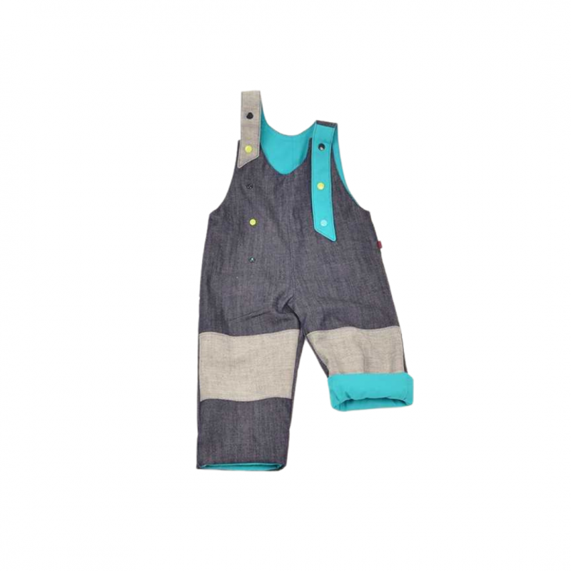 salopette réversible enfant doublure turquoise salopette réversible enfant doublure turquoise