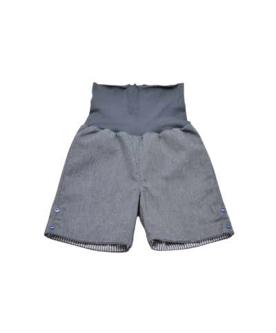 Short réversible jean coton bio doublure à rayures