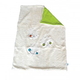 couverture ecru vert coton bio made in France