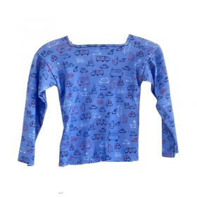t-shirt bleu avec petites voiture