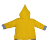 gilet à capuche jaune et effet jean