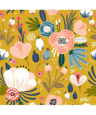 tissu motif fleurs ocre