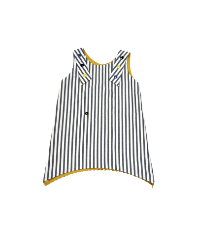Robe évasée réversible à rayures