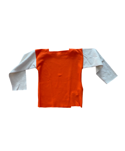 t-shirt coton bio orange manches écru