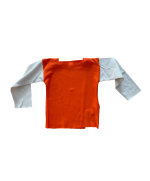 t-shirt coton bio orange manches écru