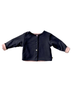 gilet evolutif bleu marine et rose pour bebe en coton bio