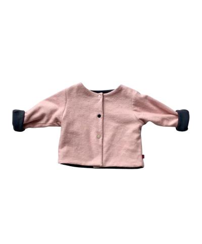 gilet manche longue rose et bleu marine reversible