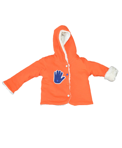 veste coton bio bebe enfant écru orange