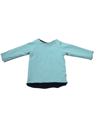 pull polaire evolutif en coton bio bleu marine reversible bleu claire pour enfant