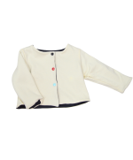 gilet manche longue reversible en coton bio GOTS couleur gris foncé et ecru enfant