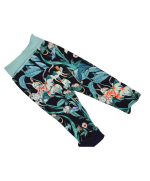 pantalon leggings bébé reversible et evolutif en polaire coton bio bleu marine motif jungle fantastique