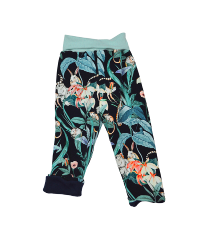 pantalon leggings bébé reversible et evolutif en polaire coton bio motif jungle fantastique