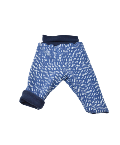 pantalon leggings evolutif et  reversible polaire bleu marine jersey motif geometrique moderne