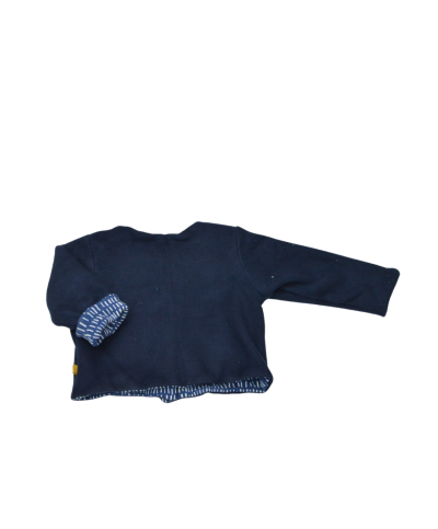 gilet manche longues bébé réversible en polaire coton bio bleu marine doublure moderne bleu klein