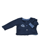 gilet manche longues bébé en polaire coton bio bleu marine doublure moderne bleu klein