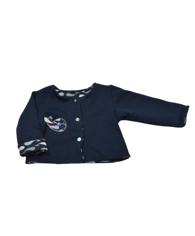 gilet evolutif en polaire 100% coton bio GOTS bleu marine