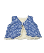 Gilet du berger réversible motif trait blanc sur fond bleu en coton bio certifié GOTS made in France.
