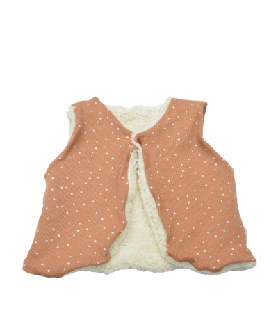 gilet du berger réversible en coton bio certifié GOTS made in France motif point blanc