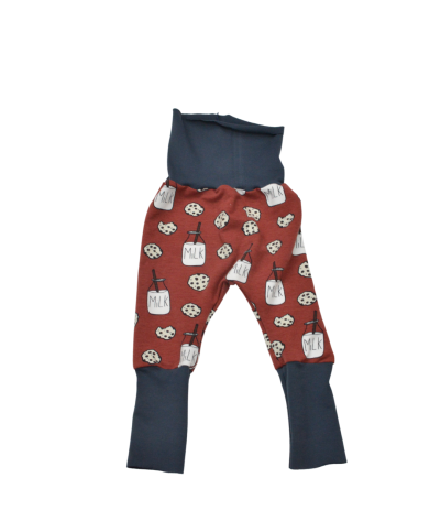 sarouel évolutif en coton bio certifié GOTS motif Milk and Cookies made in France