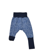 sarouel évolutif en coton bio certifié GOTS made in France motif petits traits sur fond bleu