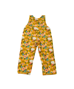 salopette évolutif en coton bio certifié GOTS made in France motif fleur ocre doublon molleton moutarde