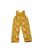 salopette réversible en coton bio certifié GOTS made in France motif fleur ocre doublure molleton couleur moutarde