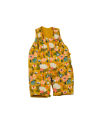 salopette bébé réversible en coton bio certifié GOTS made in France motif fleur ocre