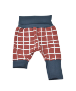 sarouel évolutif en coton bio certifié GOTS motif carreaux asymétriques made in France