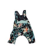 salopette sarouel en velours gris, réversible motif Jungle