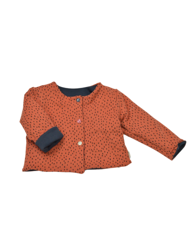 gilet réversible motif point noir en coton bio certfié GOTS made in France