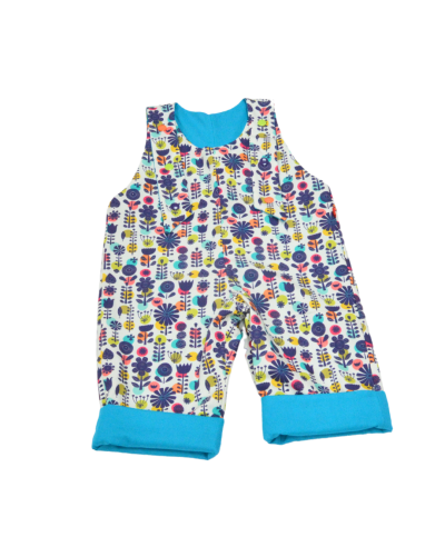 salopette évolutif en coton bio certifié GOTS made in France motif vitaminé