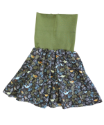 jupe été fluide oiseau fond vert stretch