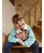 Sweat bleu en coton bio motif baleines pour enfant et adulte Little Woude