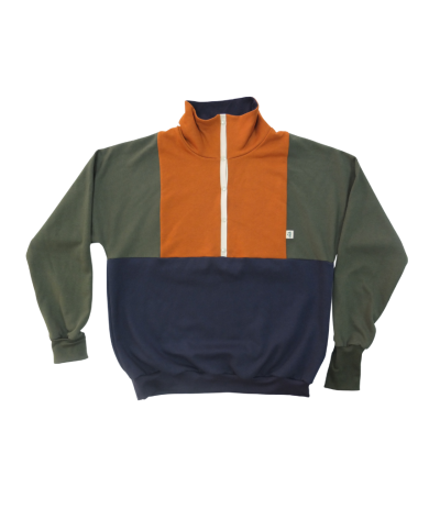 Sweat Color-Block Kaki / Marine / Marron