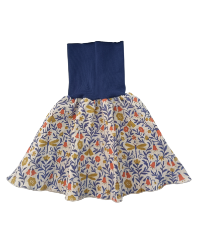Jupe fille bohème en double gaze coton motif nature