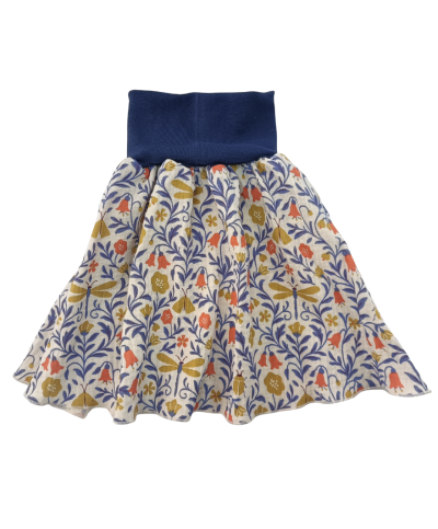 Jupe fille bohème en double gaze coton motif nature
